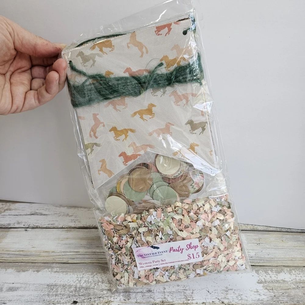 Horse Pattern Party Set with Green Details